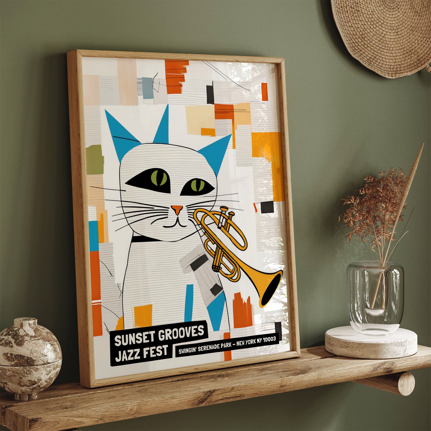 NYC Jazz Fest Poster - Trumpet Cat Collage