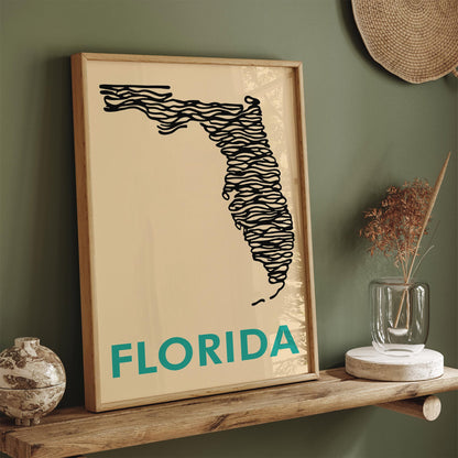 Florida Minimalist Poster - Mid Century Modern Wall Art