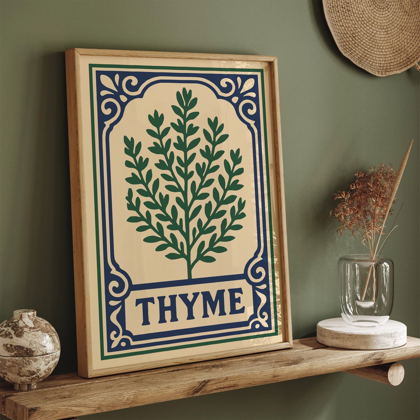 Thyme Herb Poster - Victorian Elegant Art Print for Kitchen
