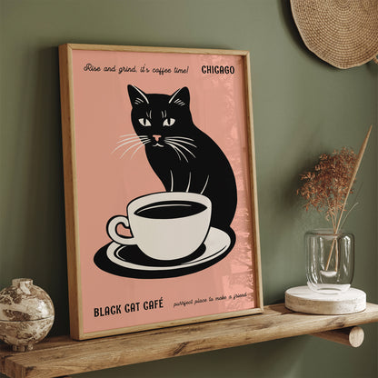 Black Cat Cafe Chicago Art Print