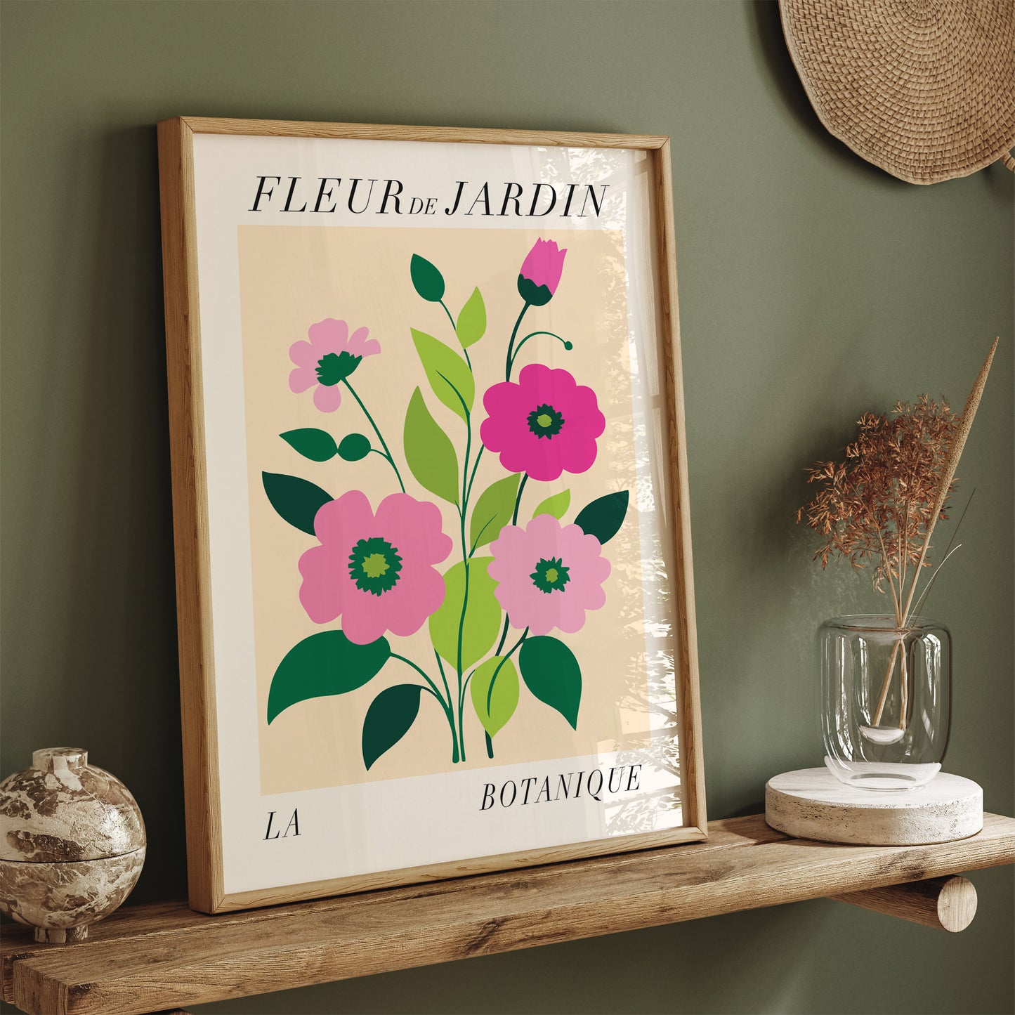 Pink Fleur de Jardin French Poster Print