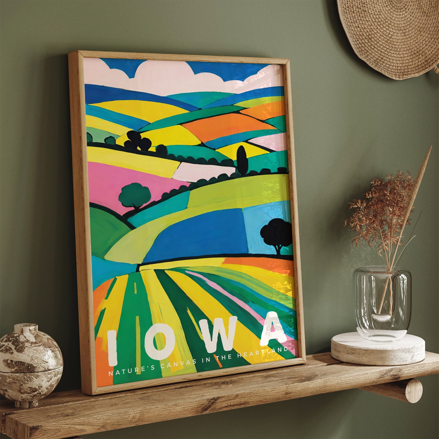 Iowa Art Print - Traditional Travel Wall Art