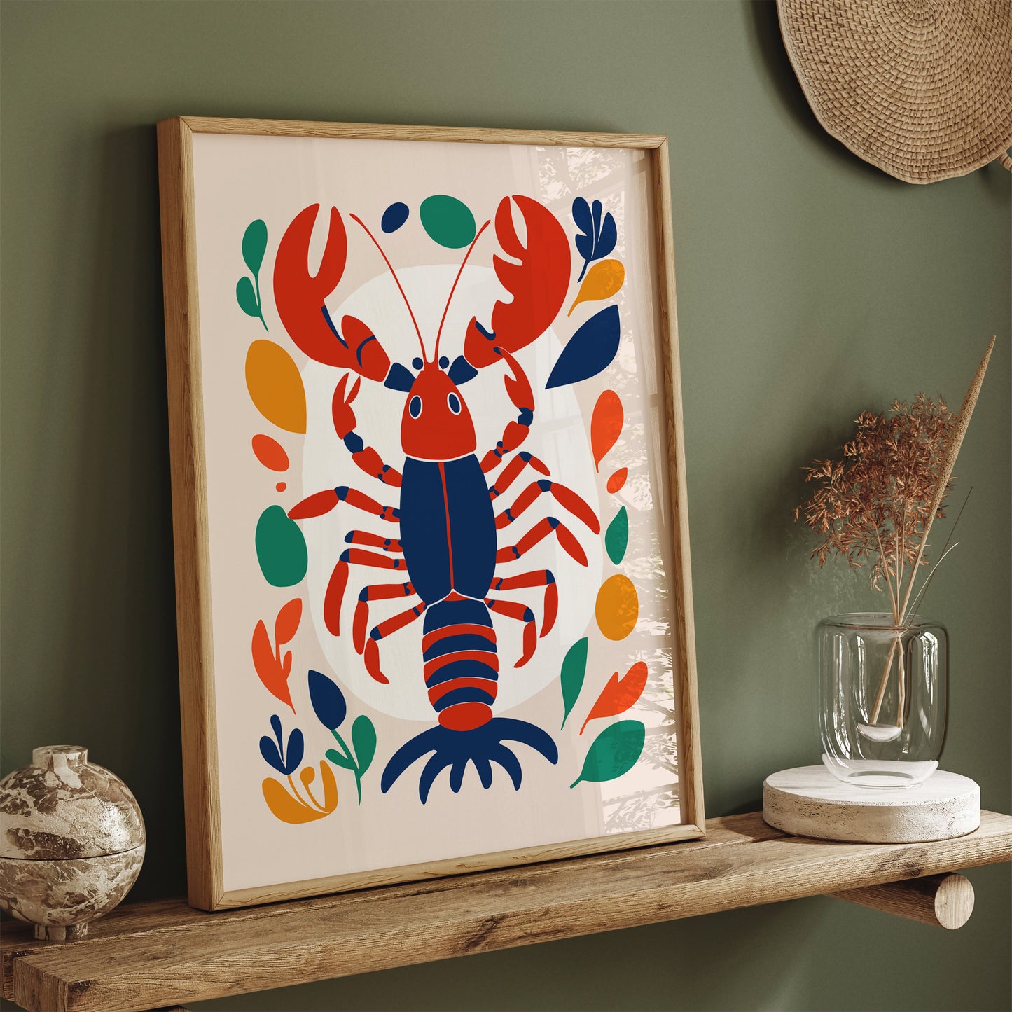 Colorful Lobster Illustration Kitchen Wall Art