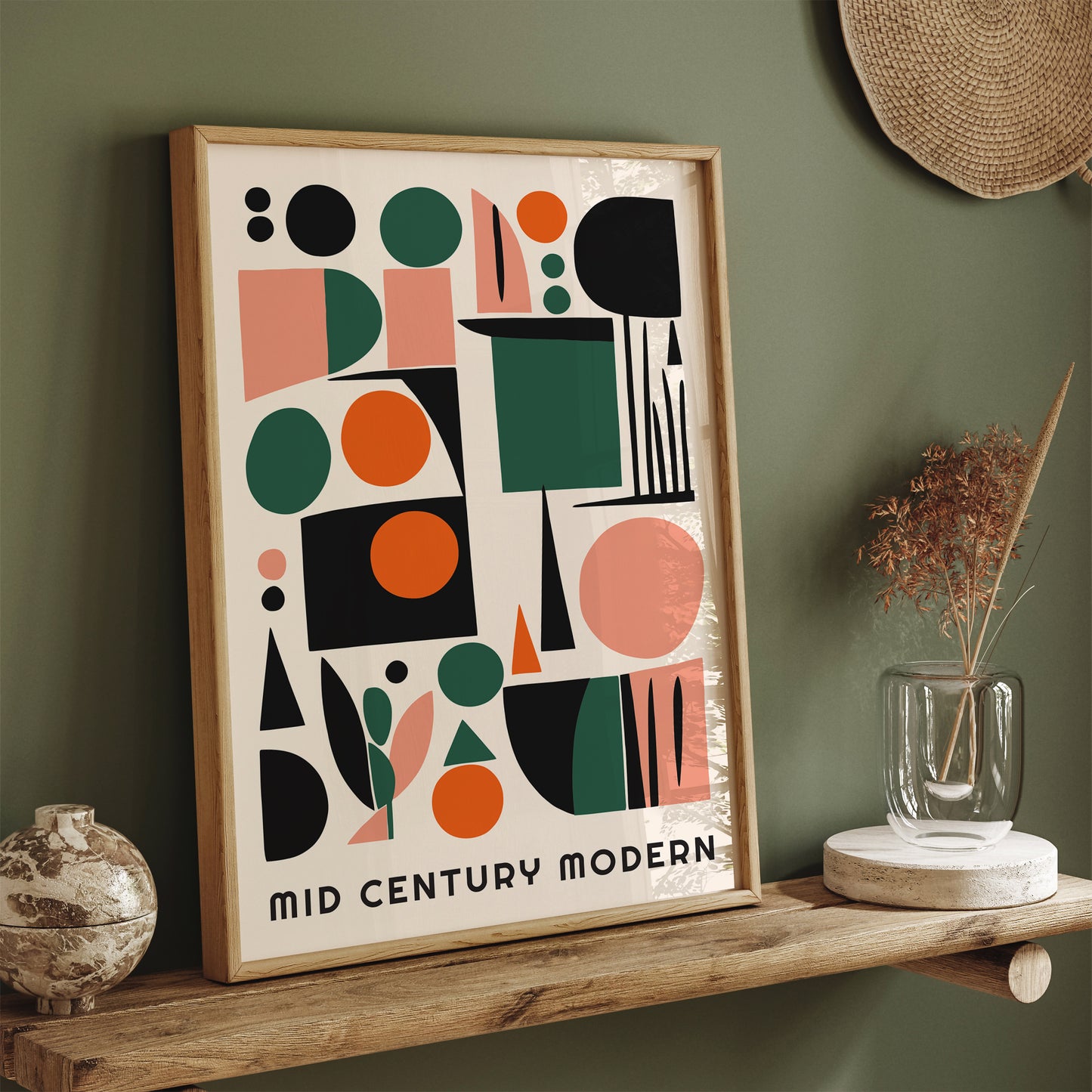 Mid Century Modern Geometric Poster 2024