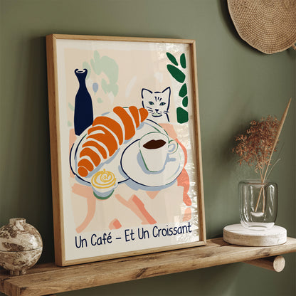 Cute Croissant Cat French Poster