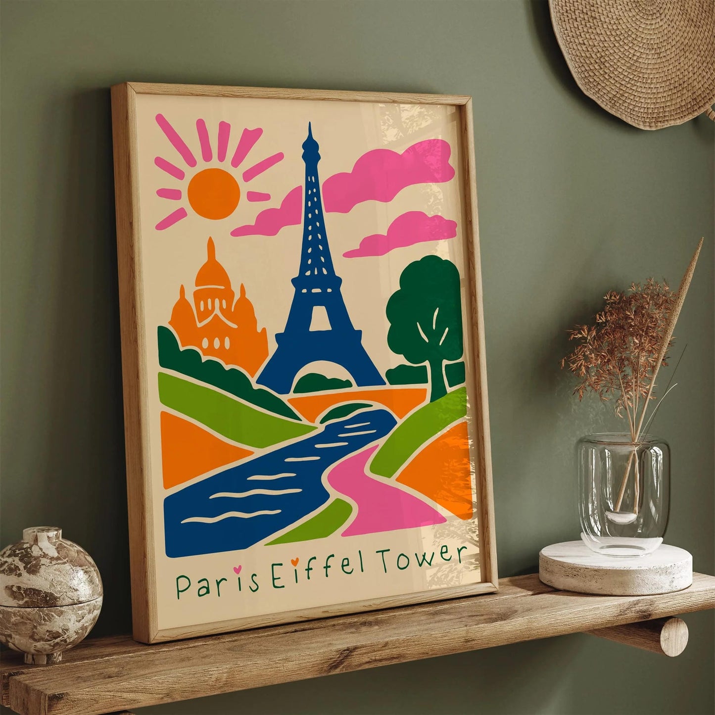 Paris Eiffel Tower Poster - Colorful Cute Wall Art
