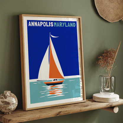 Annapolis Maryland Retro Boat Poster