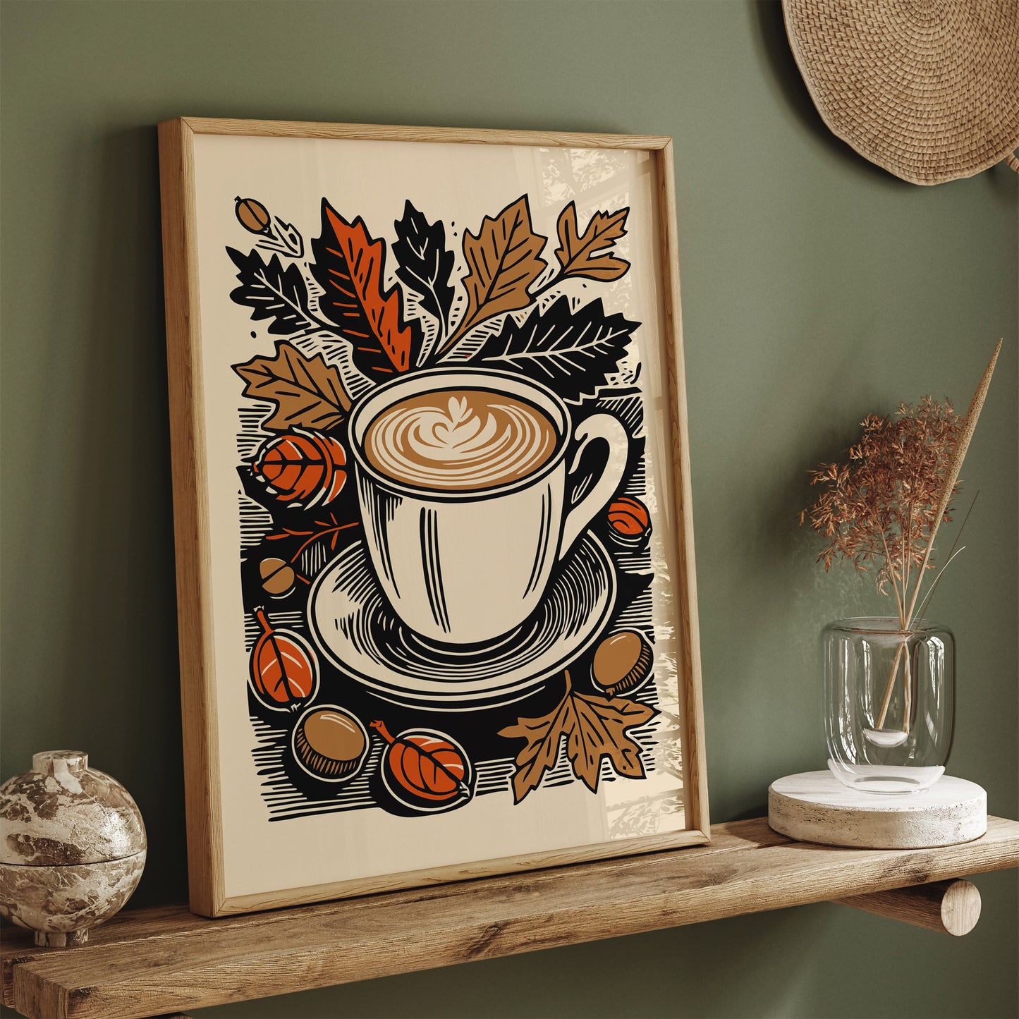 Fall Cup of Coffee Kitchen Art Print