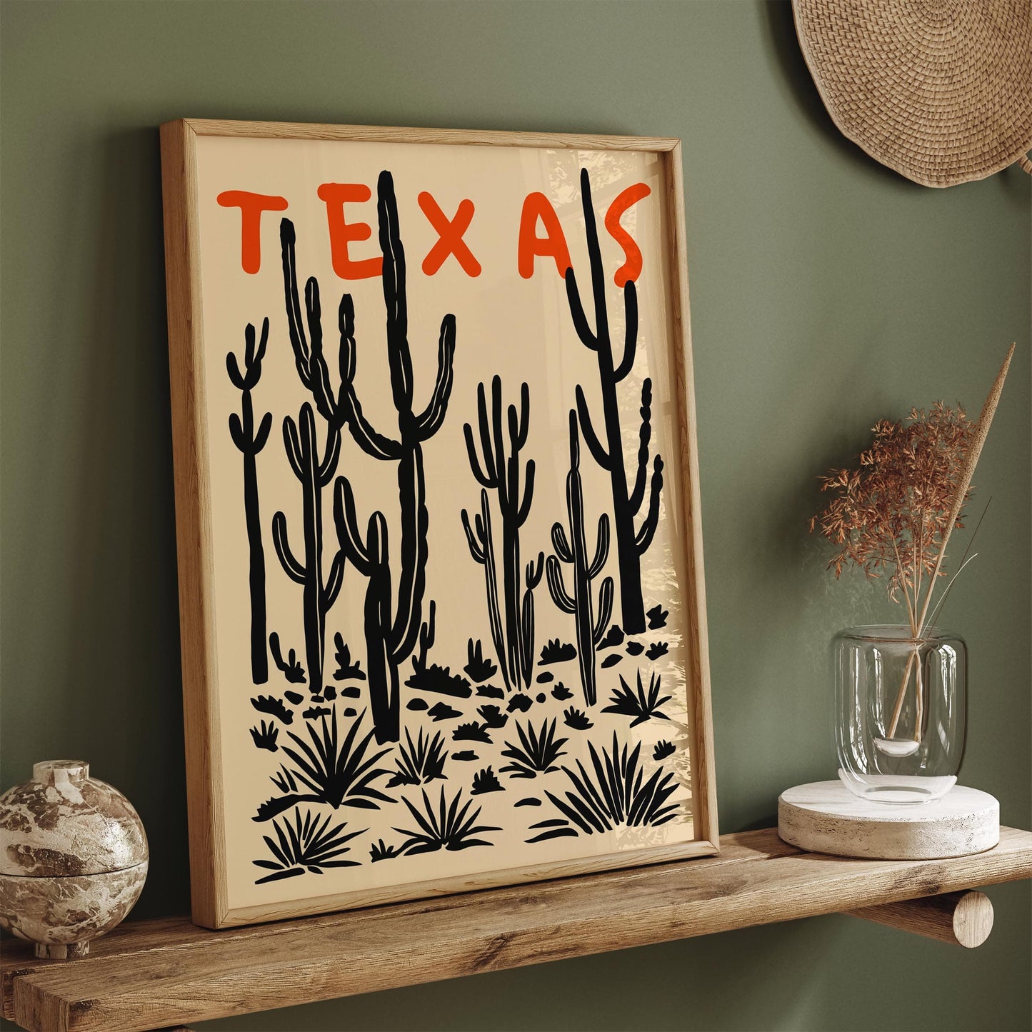 Texas Cactus Poster - Desert Plant Wall Art Print