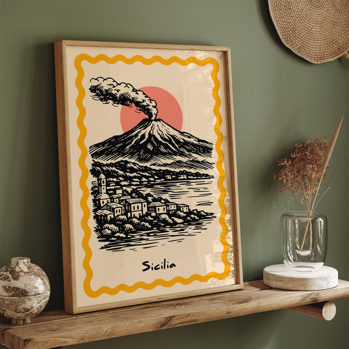 Sicily Mount Etna Travel Poster