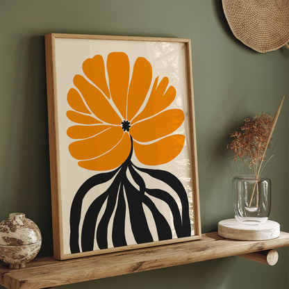 Big Yellow Flower Mid Century Poster