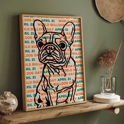 World Bulldog Day Line-Art Poster