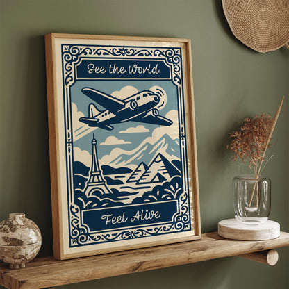 See the World Feel Alive Travel Quote Wall Art Print