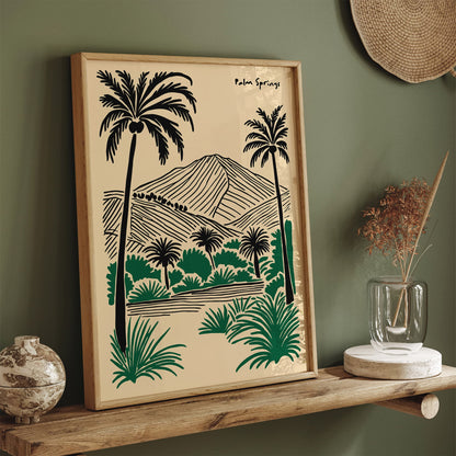 Palm Springs Line Art Retro Travel Poster