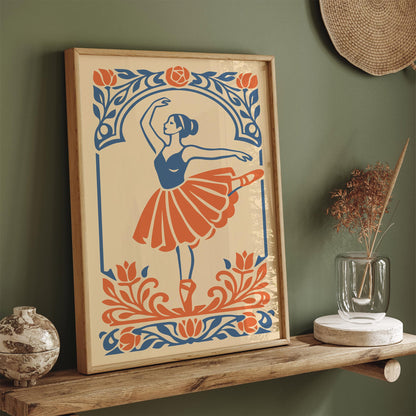 Vintage Ballerina Dancer Wall Art Print