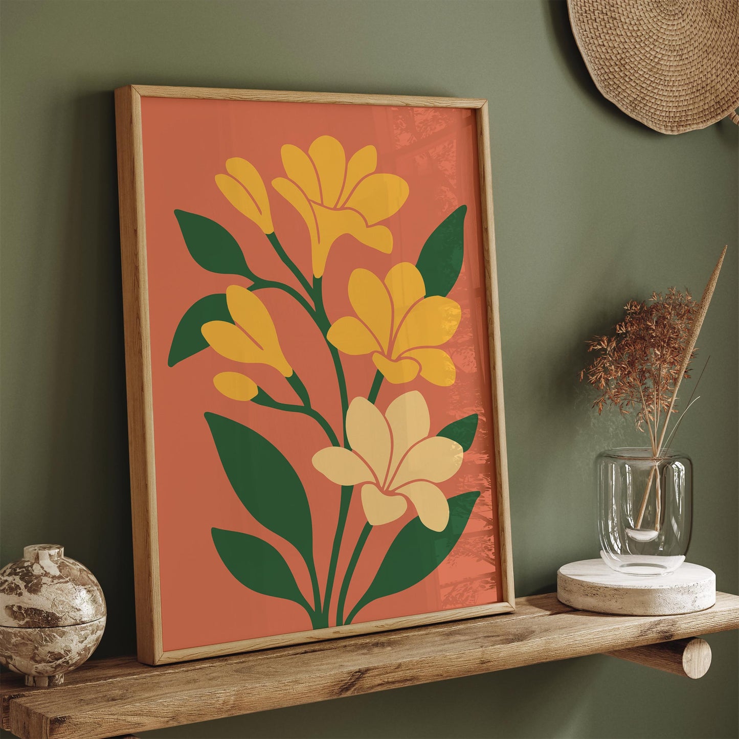 Yellow Freesia Flowers Poster - Boho Chic Wall Art Print