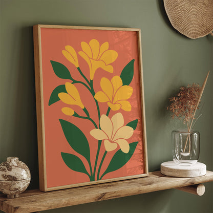 Yellow Freesia Flowers Poster - Boho Chic Wall Art Print