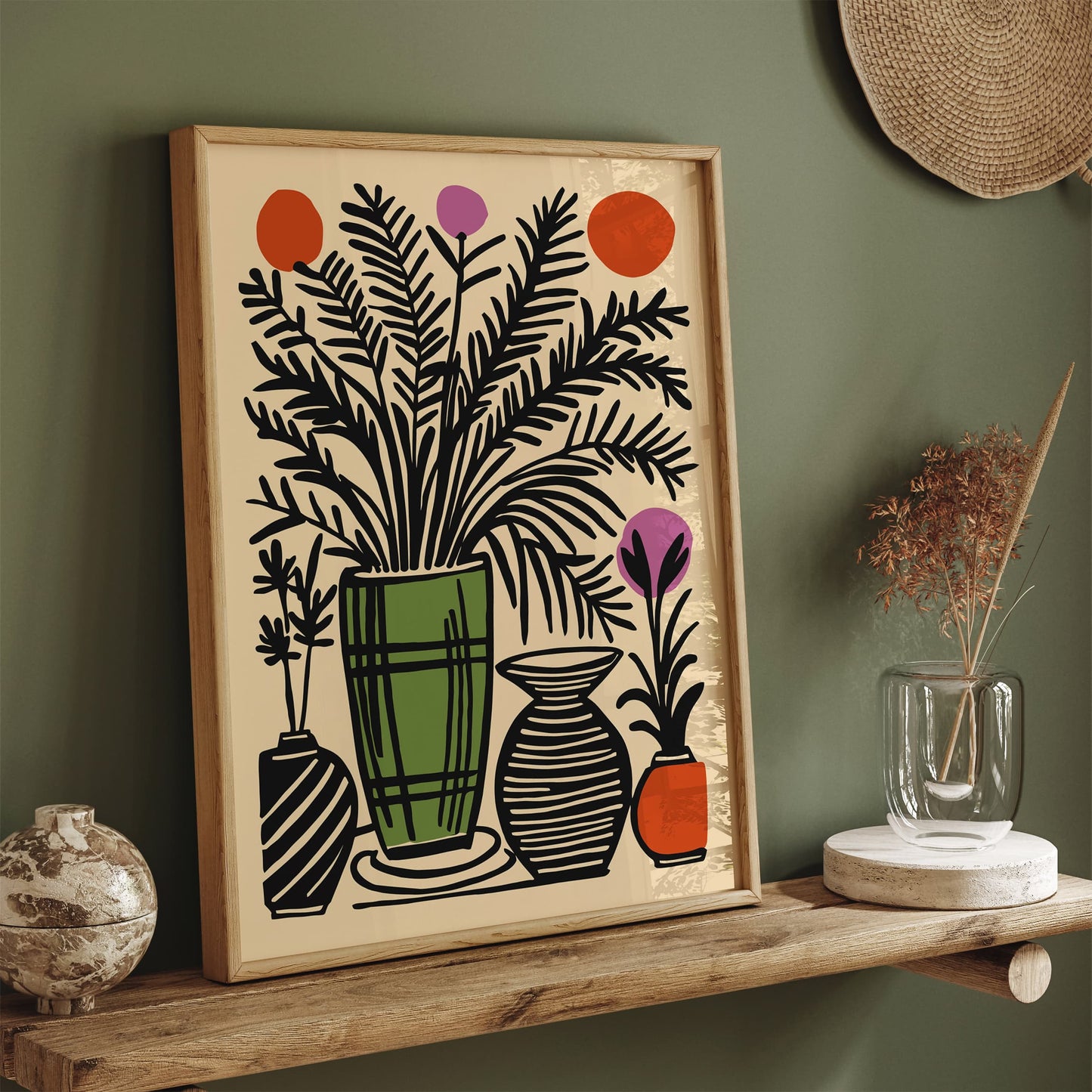Retro Floral Still Life Art Print