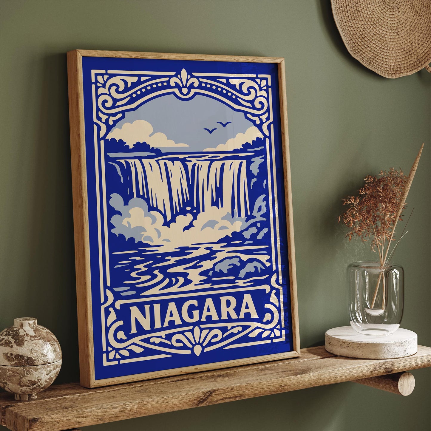 Niagara Landscape Poster - Blue Travel Wall Art Print