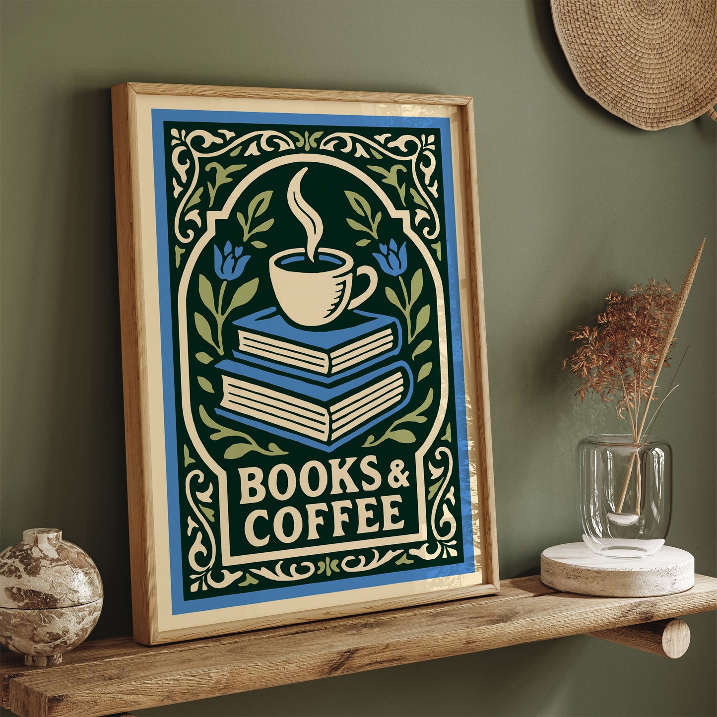 Books & Coffee Poster - Literary Art Print