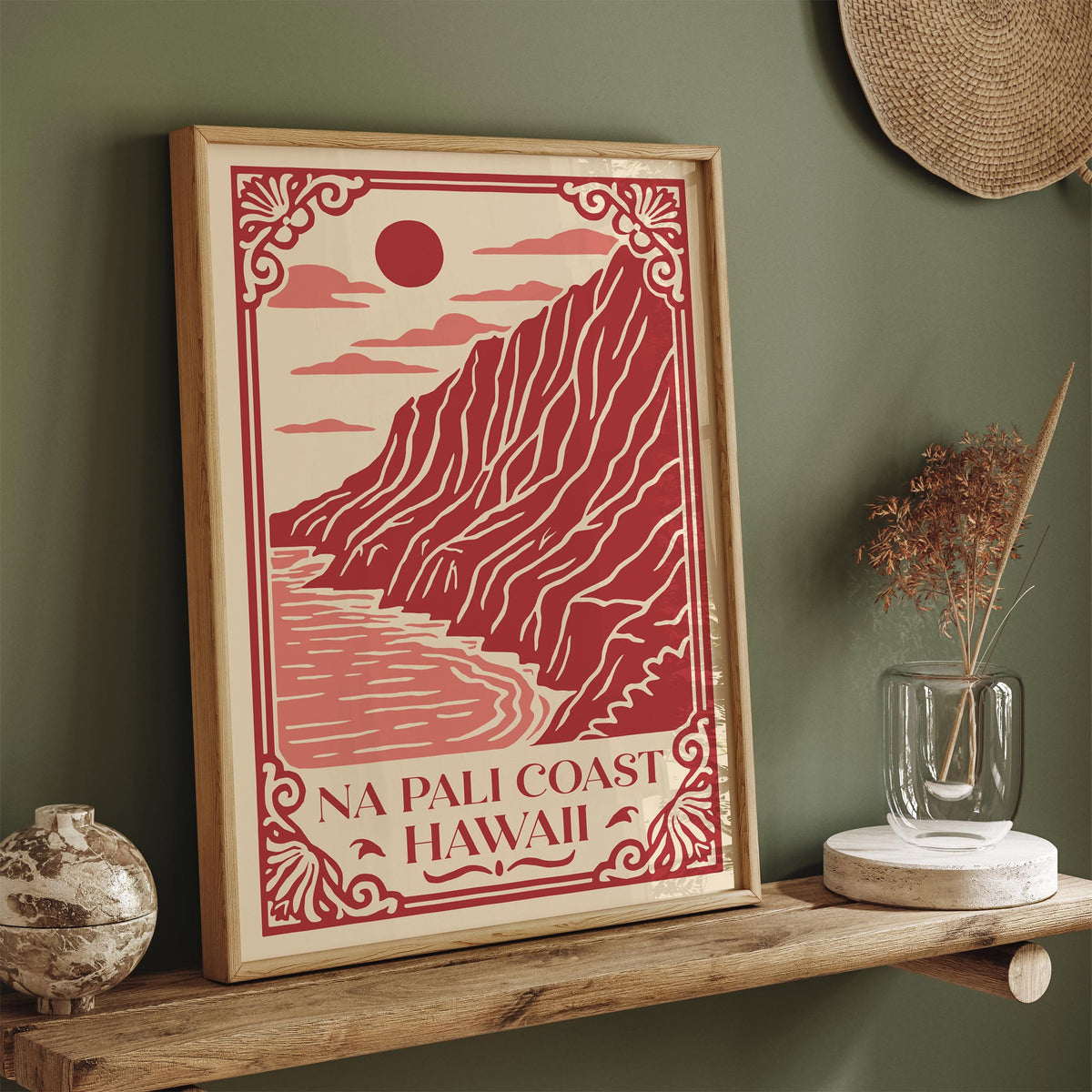 Pink Na Pali Coast Travel Poster