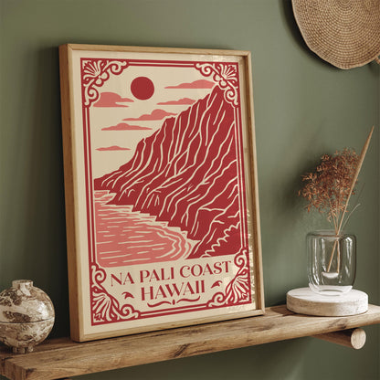Pink Na Pali Coast Travel Poster