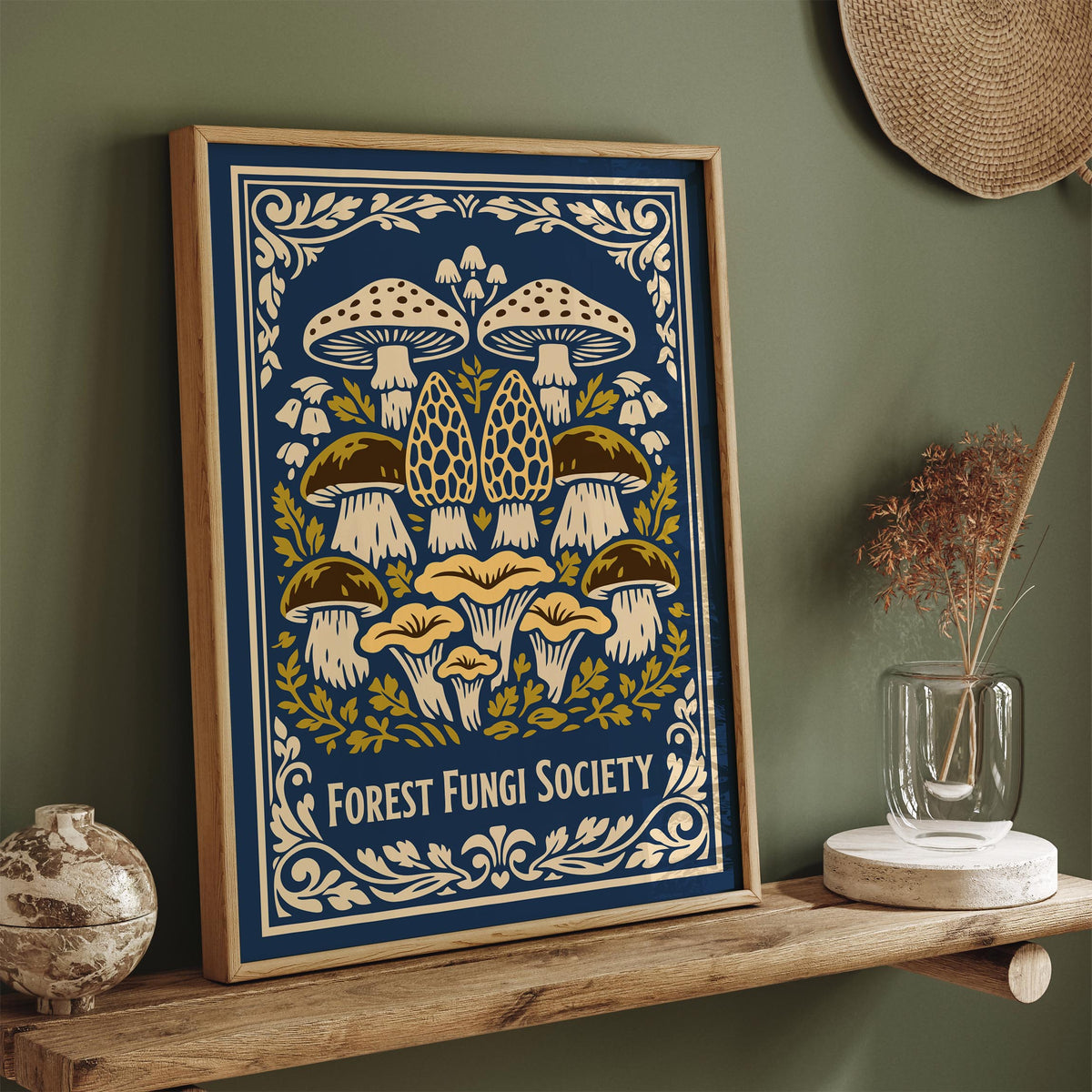 Forest Fungi Vintage Nature Art Poster