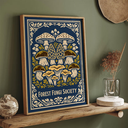 Forest Fungi Vintage Nature Art Poster