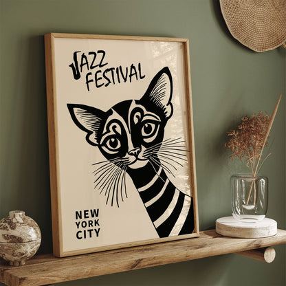 Jazz Festival NYC Black Cat Wall Art