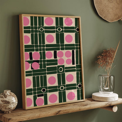 Modern Pink Green Abstract Print