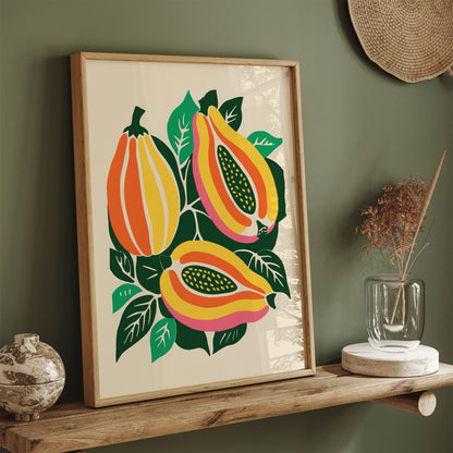 Vibrant Tropical Fruit Papaya Wall Art