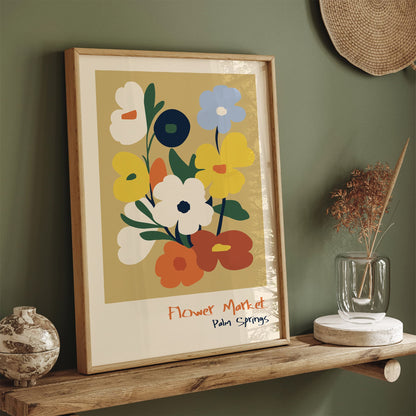 Palm Springs Flower Market Poster - Retro 60s Wall Art