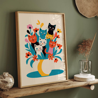 Floral Cats Bouquet Art Print