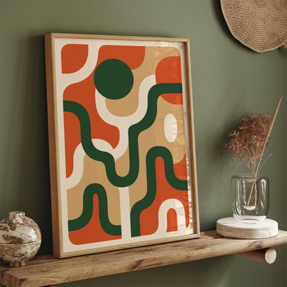 Retro 70s Vibe Abstract Wall Art Print