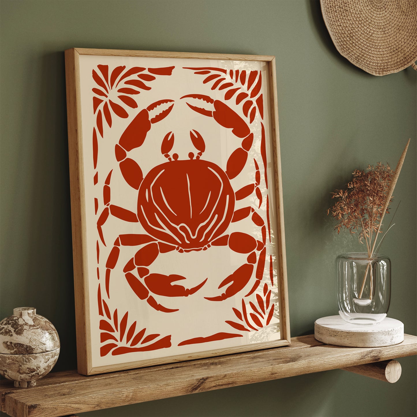 Red Crab Kitchen Vintage Style Print