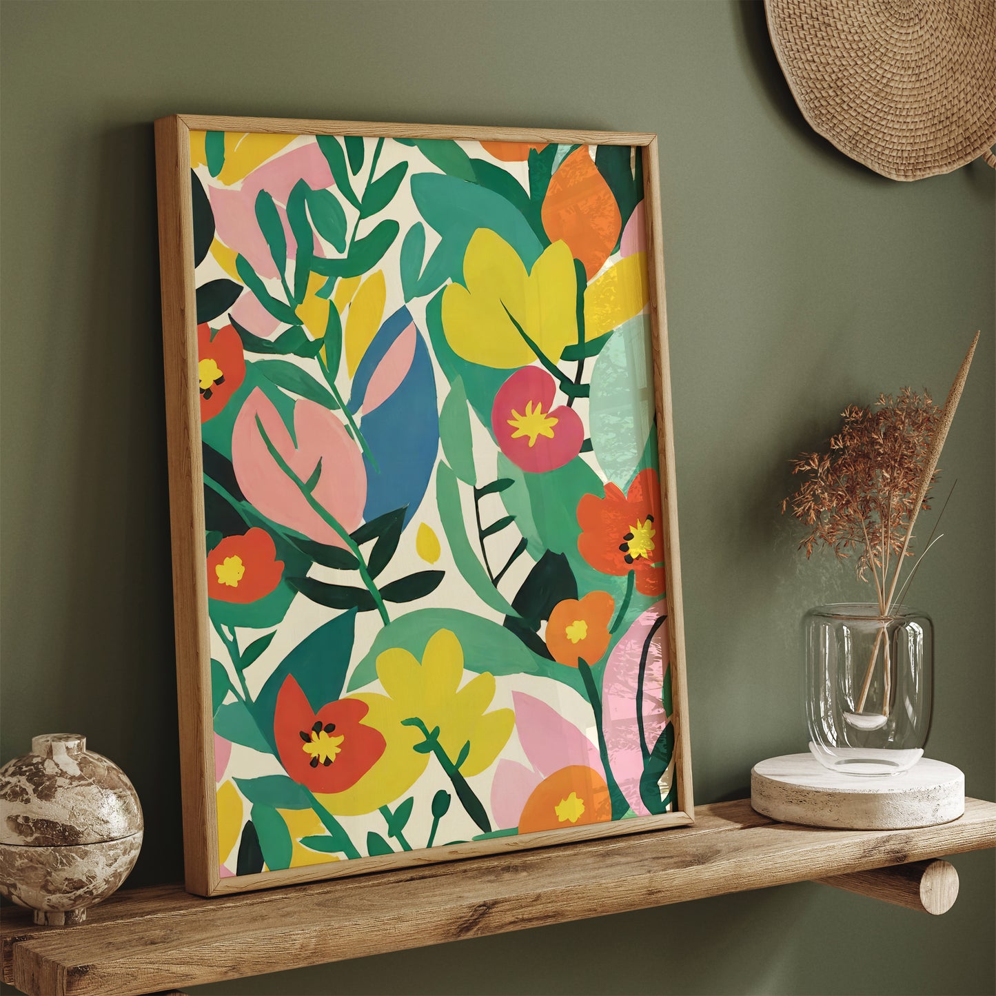 Eclectic Colorful Flowers Painting Print