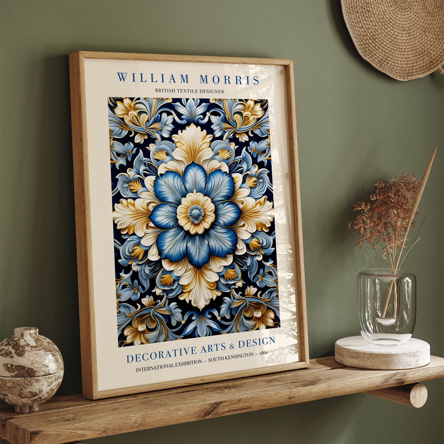 William Morris Blue Floral Art Print