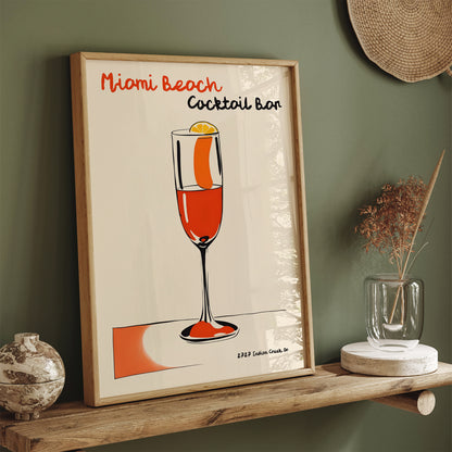 Miami Beach Cocktail Bar Drink Poster