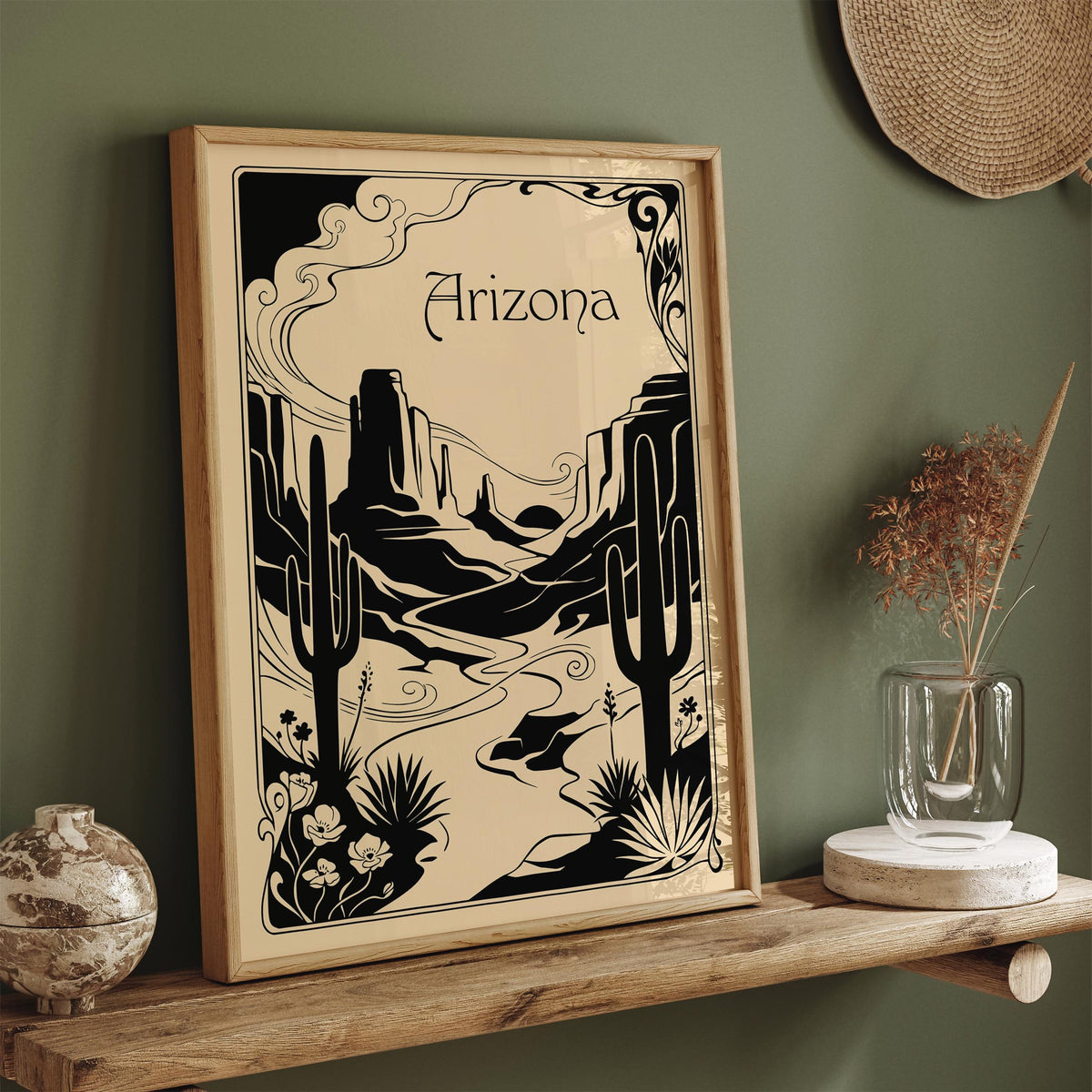 Arizona Black Ink Travel Poster
