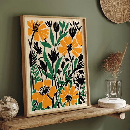 Green and Yellow Botanical Meadow Floral Poster