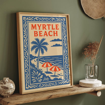 Myrtle Beach Poster - Tropical Blue Landscape Art Print