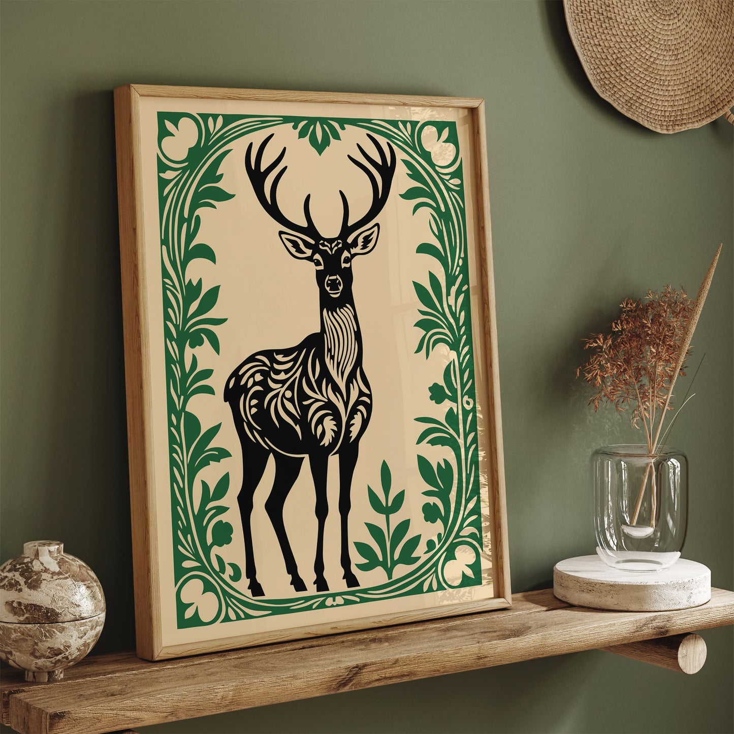 Rococo Deer Animal Art Print for Home Decor