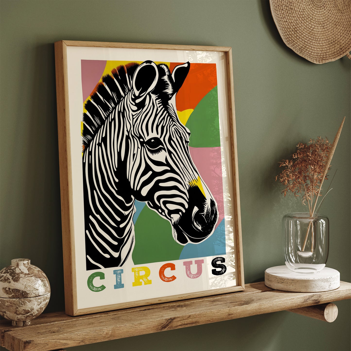 Retro Circus Zebra Colorful Poster