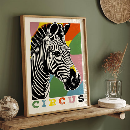 Retro Circus Zebra Colorful Poster