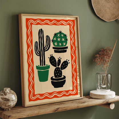 Cacti Plants Poster - Retro Floral Print