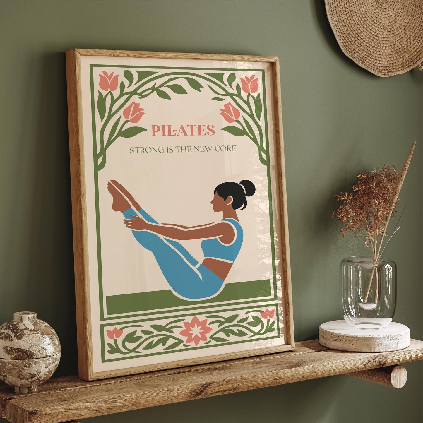 Pilates Poster – “Strong Is the New Core” Fitness Wall Art