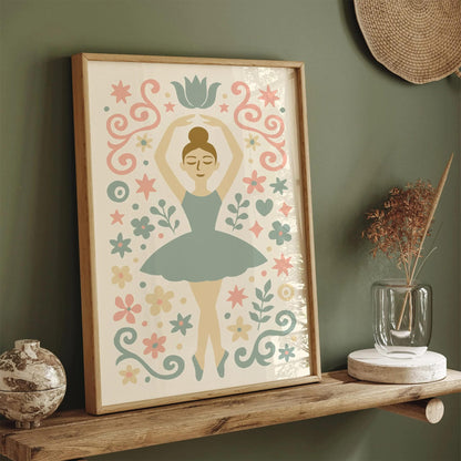 Soft Pastel Tones Cute Little Ballerina Poster