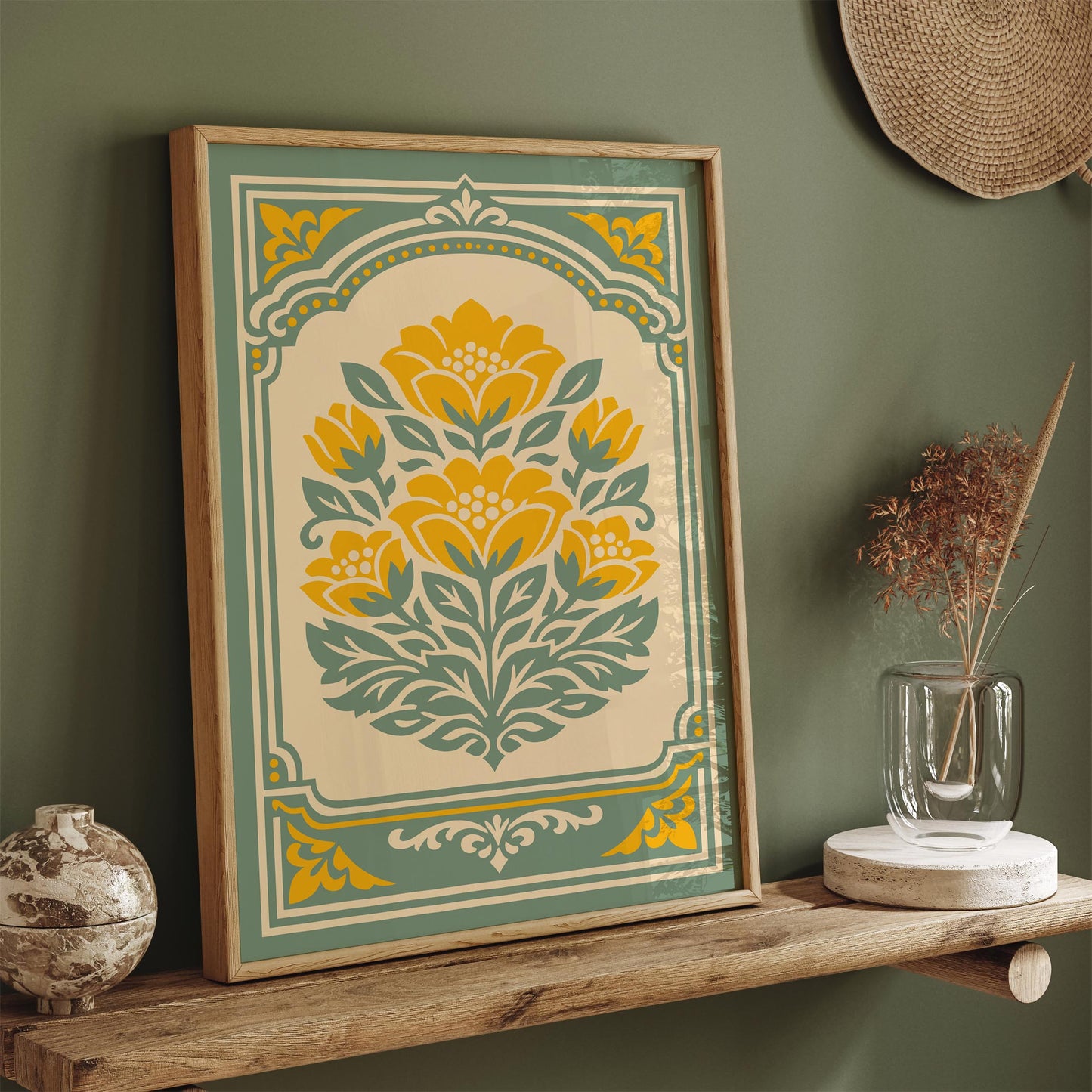 Retro Farmhouse Floral Wall Art Print