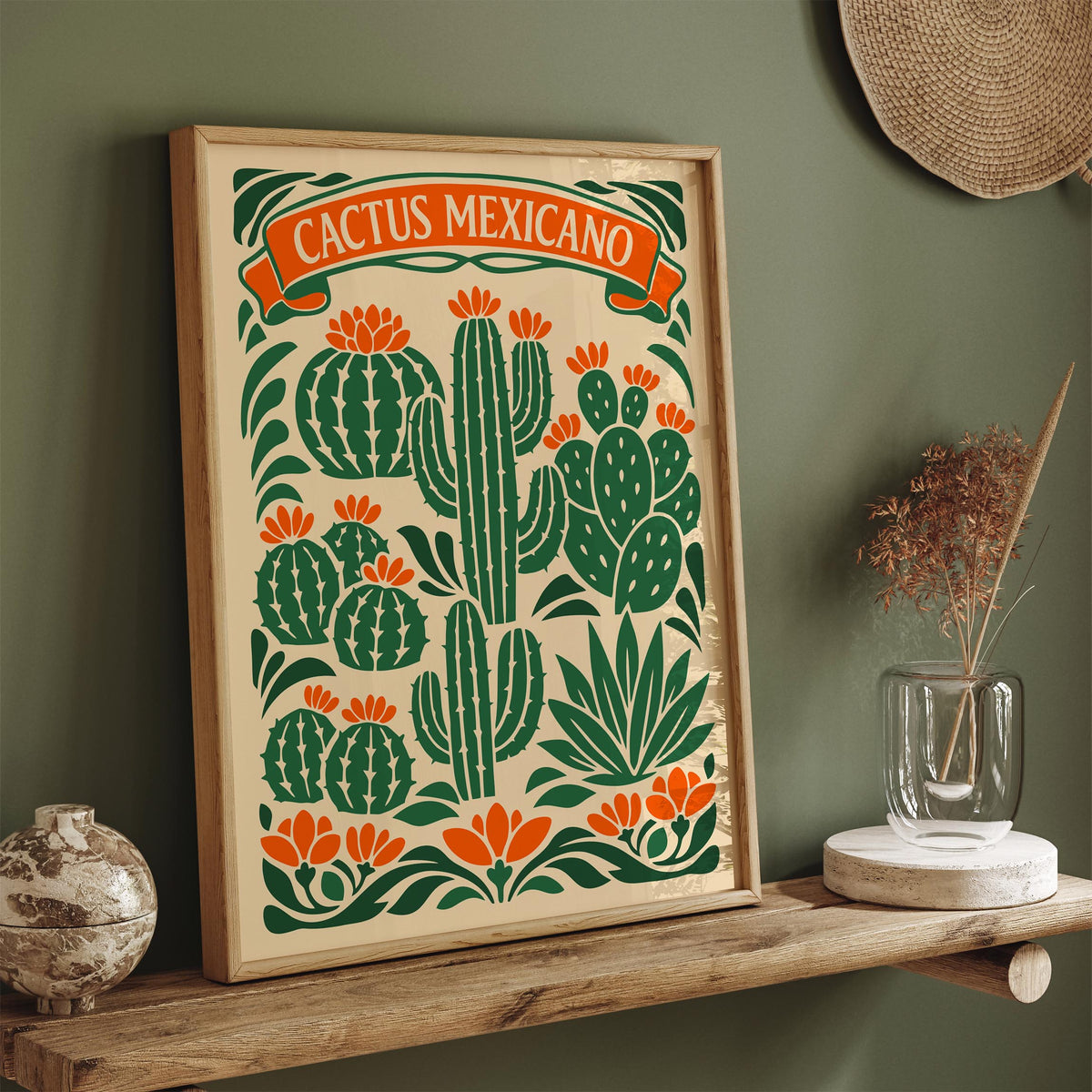 Mexican Cactus Floral Poster