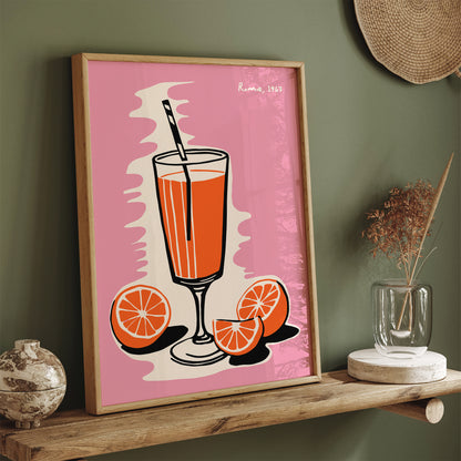 Italian Spritz, Rome 1967 Pink Kitchen Wall Art